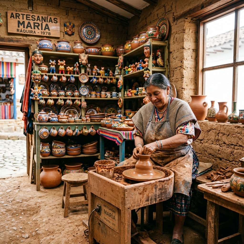 Taller artesanal de cerámica en barro y piezas moldeadas en Ráquira